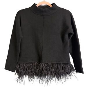 SAYLOR Black Turtleneck Sweater with Feather Hem